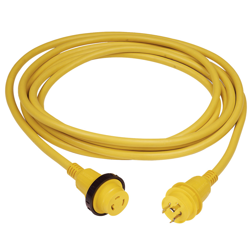 Marinco 30 Amp PowerCord PLUS Cordset w/Power-On LED - Yellow 50ft [199119] - First Stop Marine