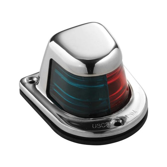 Attwood 1-Mile Deck Mount, Bi-Color Red/Green Combo Sidelight - 12V - Stainless Steel Housing [66318-7] - First Stop Marine