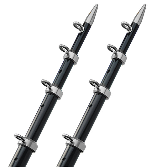 TACO 15' Telescopic Outrigger Poles HD 1-1/2" - Black/Silver [OT-0542BKA15-HD] - First Stop Marine