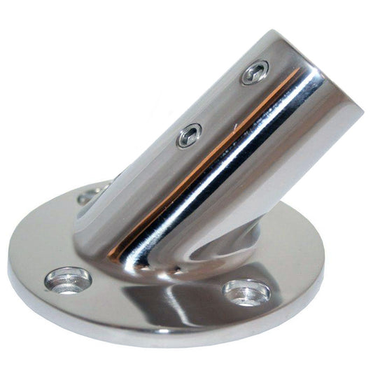 Whitecap 1" O.D. 45 Degree Round Base SS Rail Fitting [6114C] - First Stop Marine