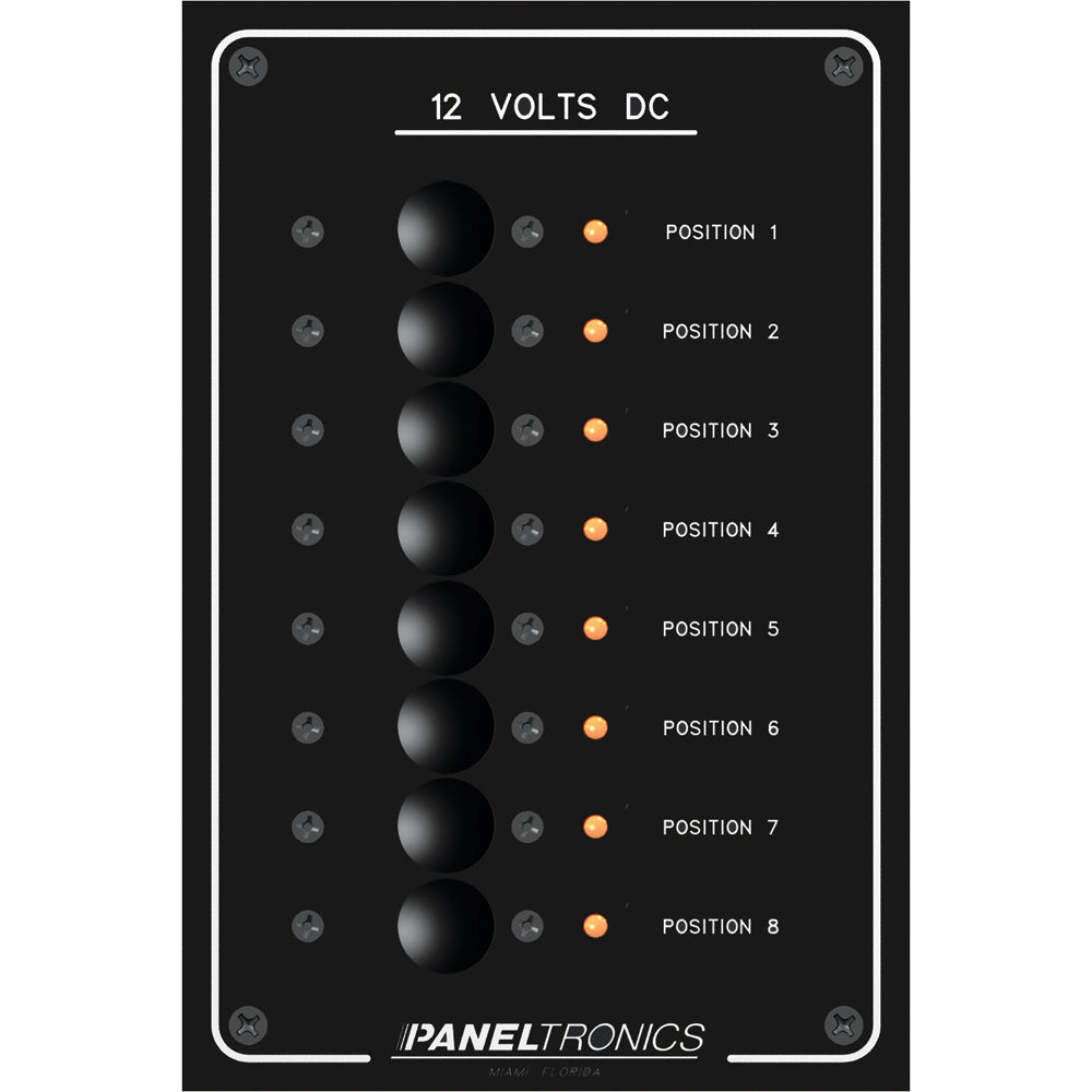 Paneltronics Standard Panel - DC 8 Position Circuit Breaker w/LEDs [9972208B] - First Stop Marine