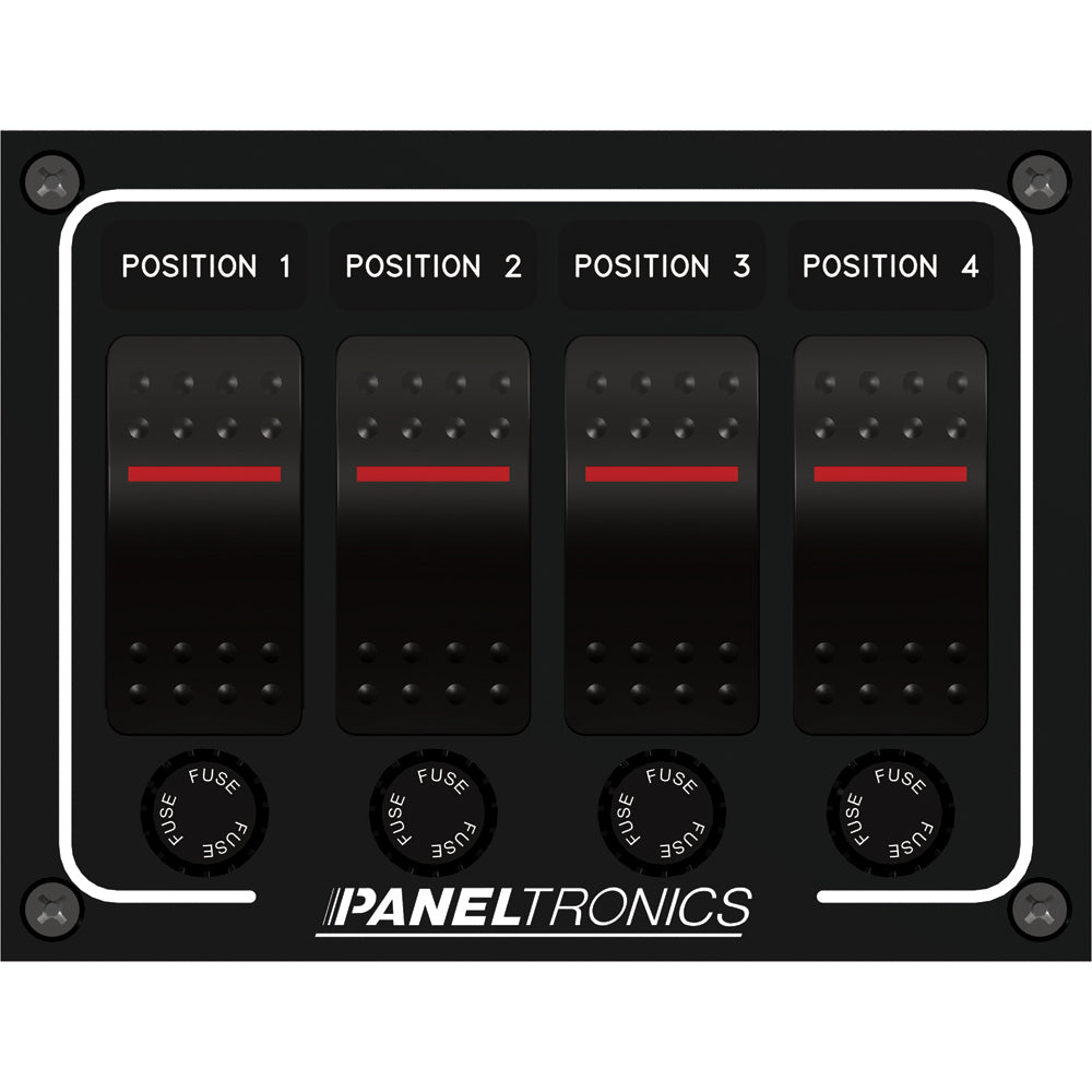 Paneltronics Waterproof Panel - DC 4-Position Illuminated Rocker Switch & Fuse [9960011B] - First Stop Marine