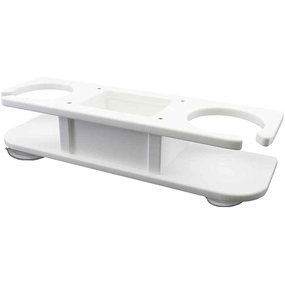 TACO 2-Drink Poly Holder w/Catch-All - White [P01-2000W] - First Stop Marine