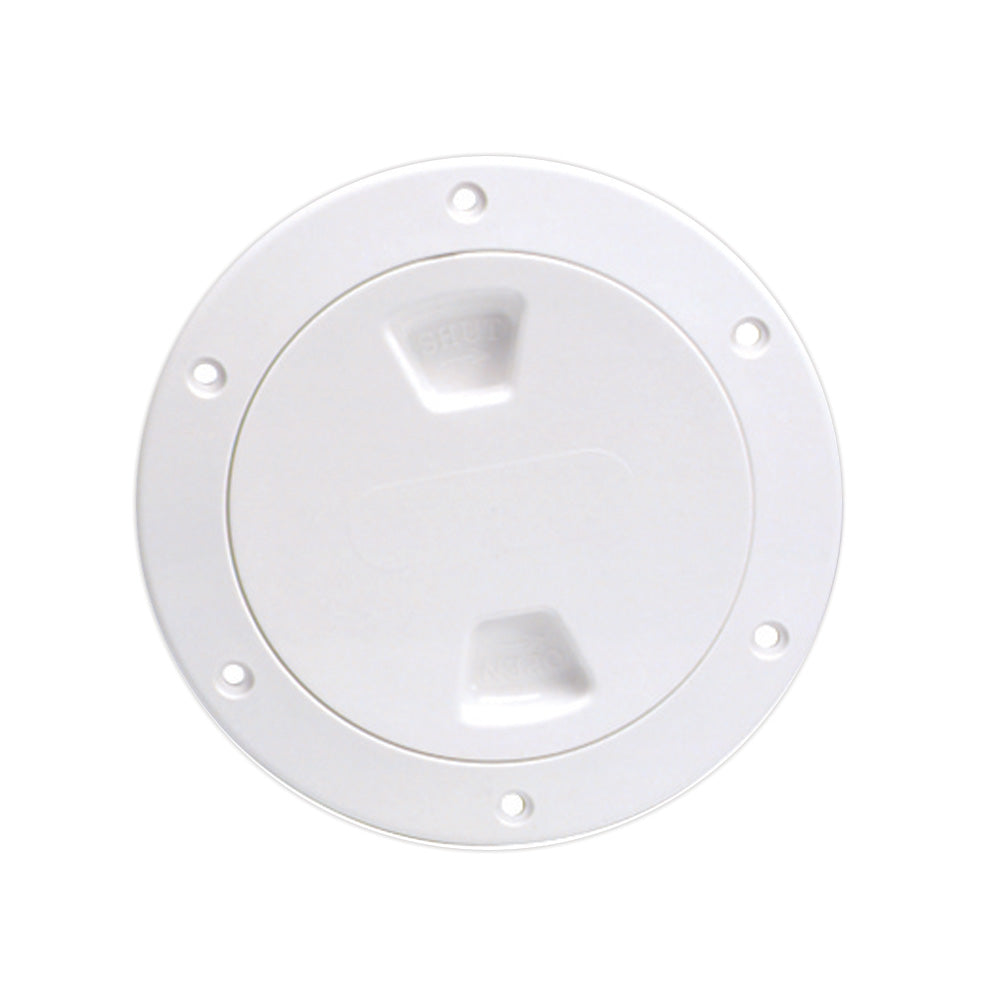 Beckson 4" Smooth Center Screw-Out Deck Plate - White [DP40-W] - First Stop Marine