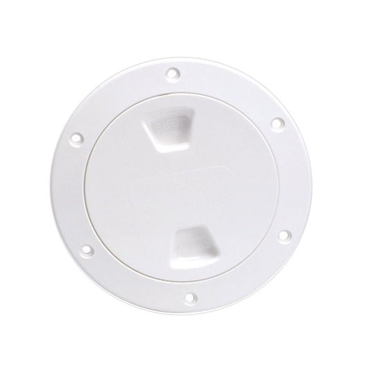 Beckson 4" Smooth Center Screw-Out Deck Plate - White [DP40-W] - First Stop Marine