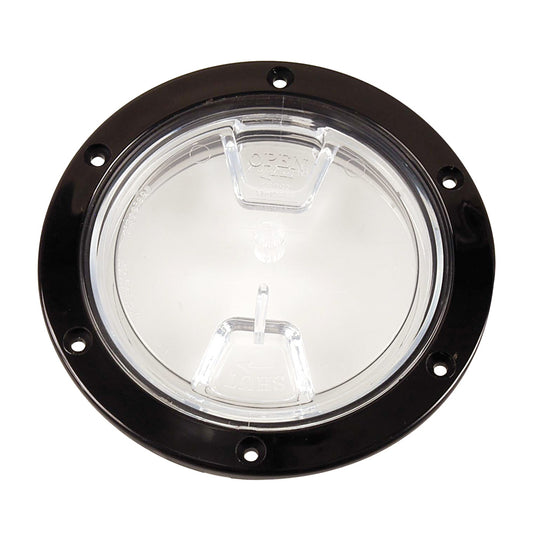 Beckson 4" Clear Center Screw Out Deck Plate - Black [DP40-B-C] - First Stop Marine