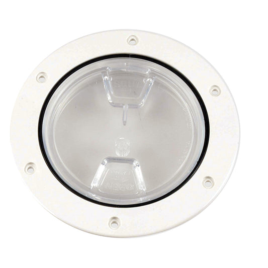 Beckson 4" Clear Center Screw-Out Deck Plate - White [DP40-W-C] - First Stop Marine