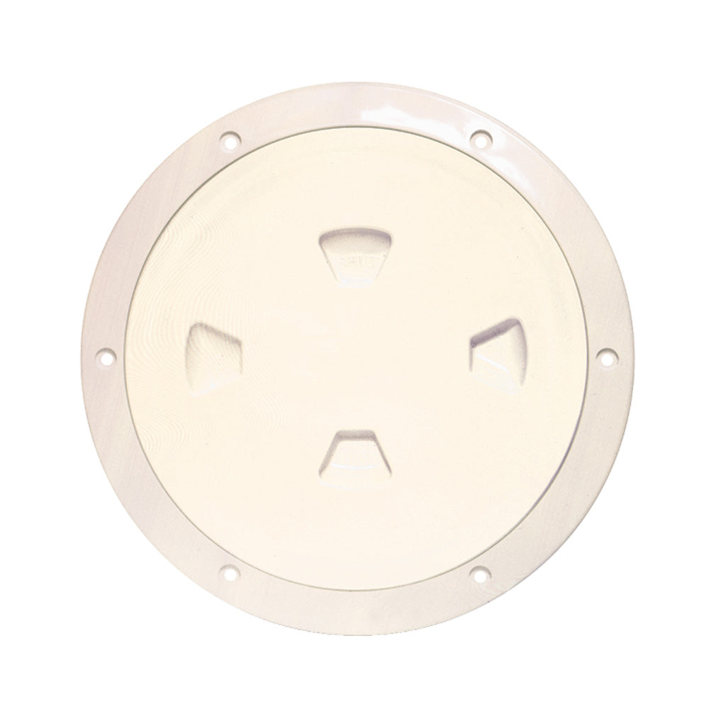 Beckson 8" Smooth Center Screw-Out Deck Plate - Beige [DP80-N] - First Stop Marine