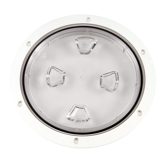 Beckson 8" Clear Center Screw-Out Deck Plate - White [DP80-W-C] - First Stop Marine