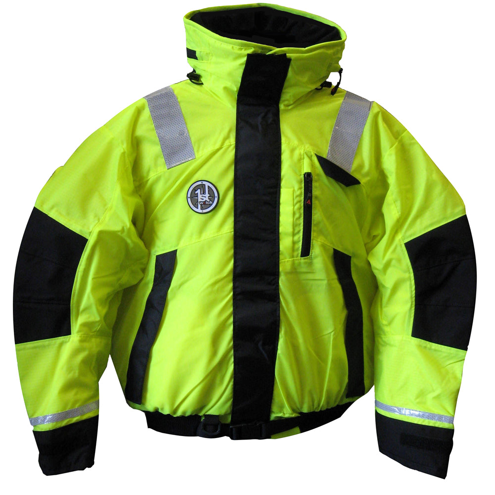 First Watch AB-1100 Flotation Bomber Jacket - Hi-Vis Yellow/Black - Small [AB-1100-HV-S] - First Stop Marine