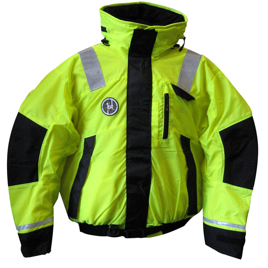 First Watch AB-1100 Flotation Bomber Jacket - Hi-Vis Yellow/Black - Large [AB-1100-HV-L] - First Stop Marine