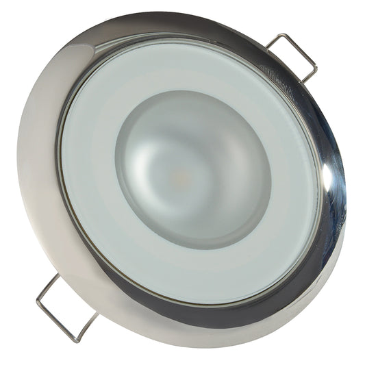 Lumitec Mirage - Flush Mount Down Light - Glass Finish/Polished SS - 4-Color Red/Blue/Purple Non Dimming w/White Dimming [113110] - First Stop Marine