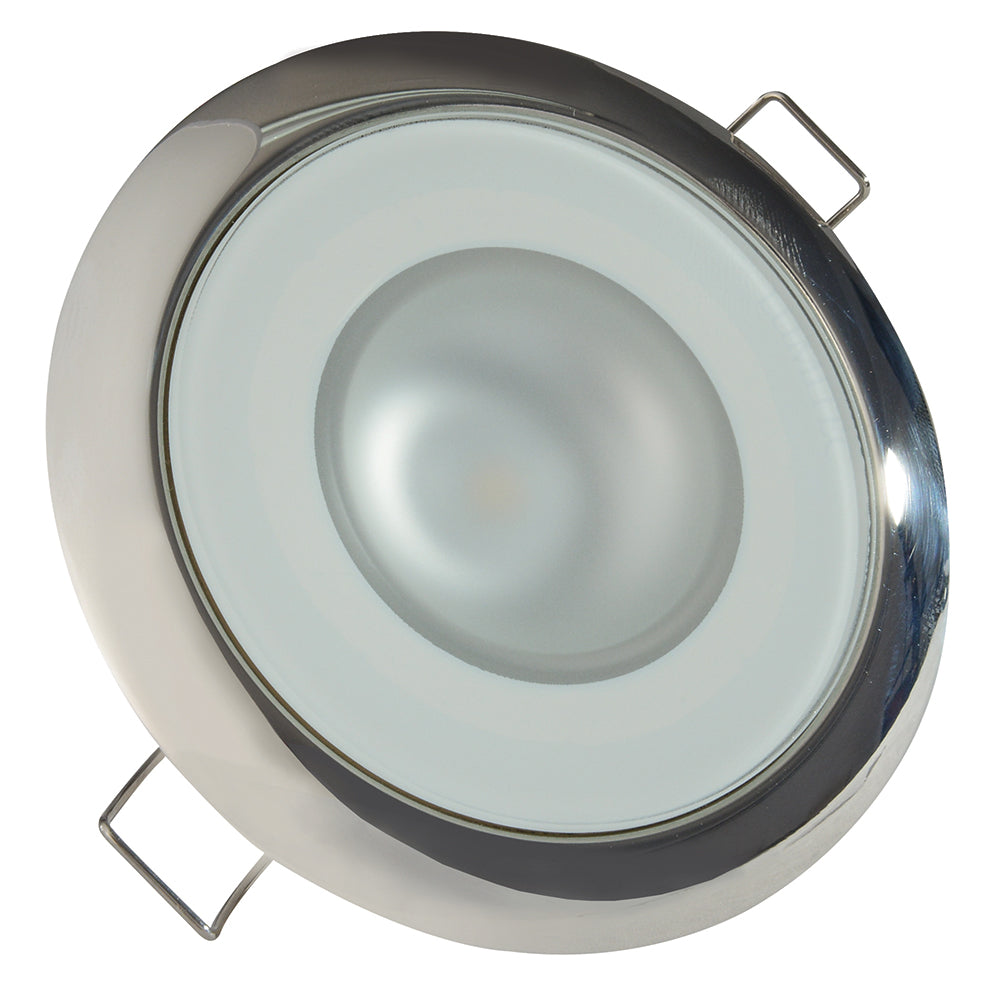 Lumitec Mirage - Flush Mount Down Light - Glass Finish/Polished SS Bezel - 2-Color White/Blue Dimming [113111] - First Stop Marine