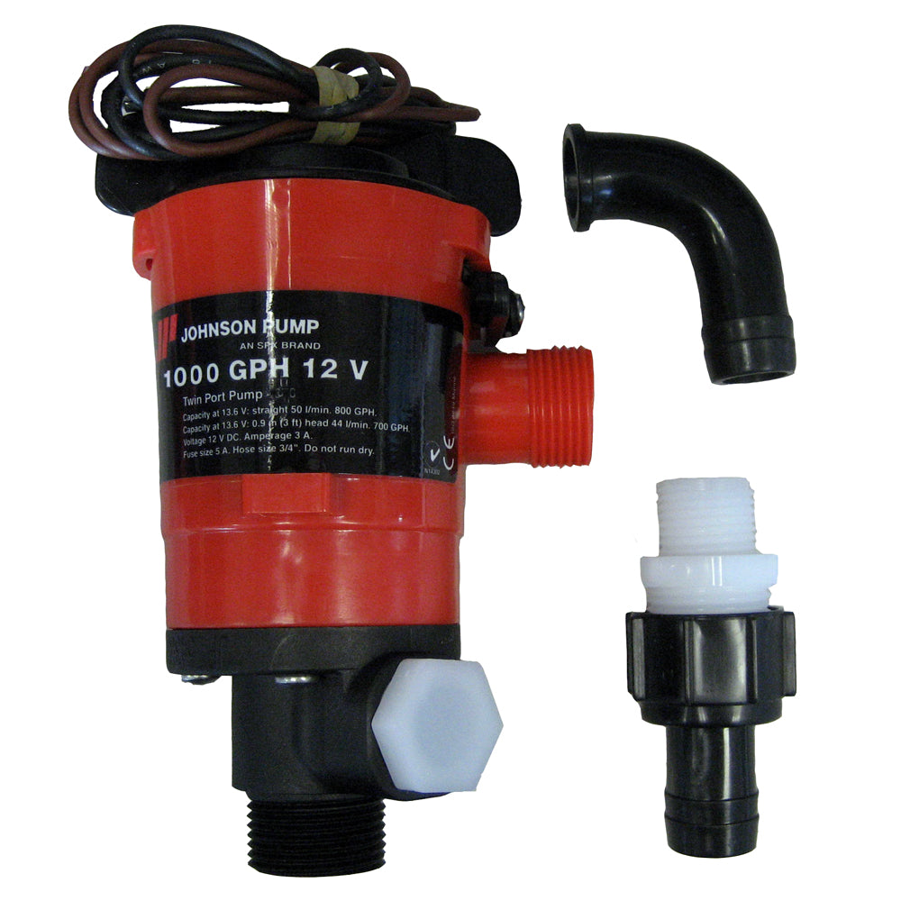 Johnson Pump Twin Port 1000 GPH Livewell Aerating Pump - 12V [48903] - First Stop Marine