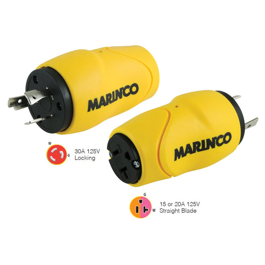 Marinco Straight Adapter, 30A Male - 15A Female [S30-15] - First Stop Marine