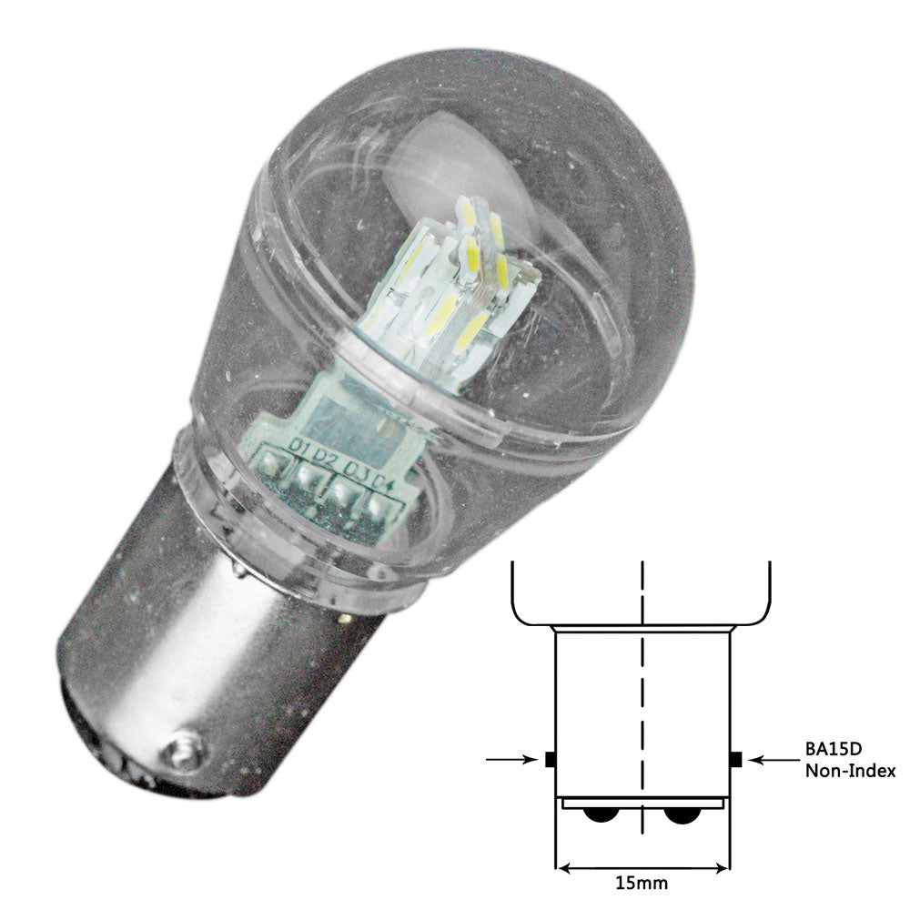 Lunasea Bayonet LED Bulb BA15D - 10-30VDC/1W/105 Lumens - Cool White [LLB-26FC-21-00] - First Stop Marine