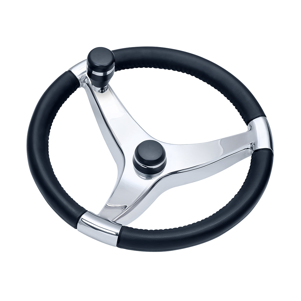 Schmitt Marine Evo Pro 316 Cast Stainless Steel Steering Wheel w/Control Knob - 13.5" Diameter [7241321FGK] - First Stop Marine