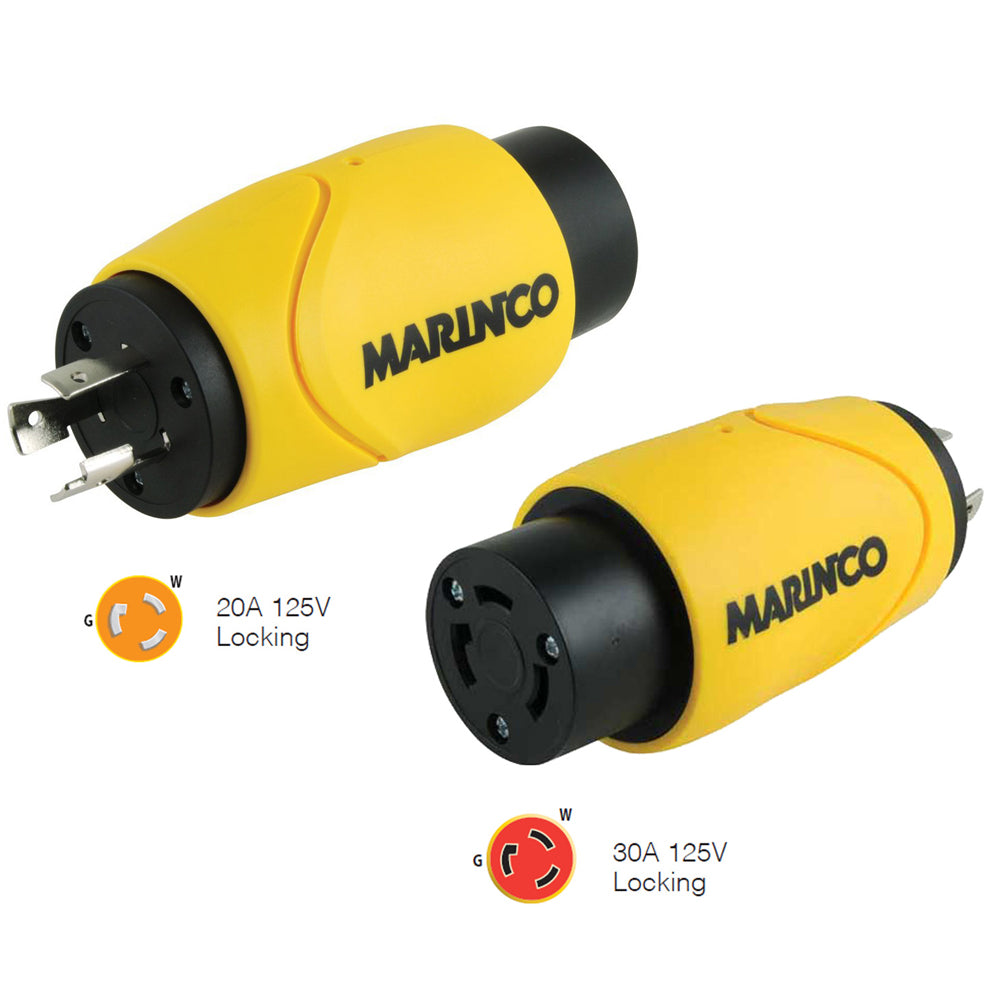 Marinco Straight Adapter 20Amp Locking Male to 30Amp Locking Female Connector [S20-30] - First Stop Marine