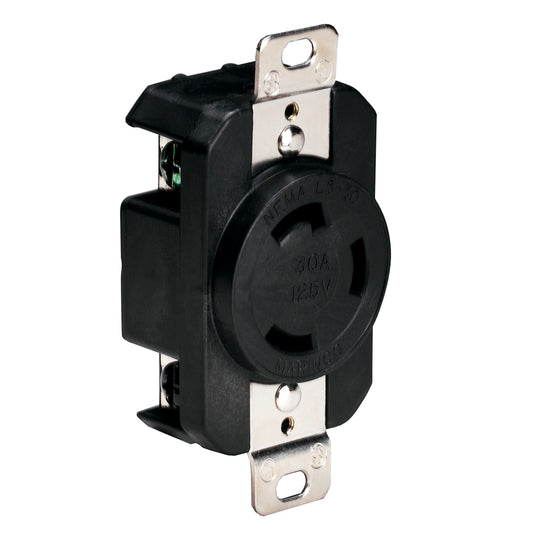 Marinco 305CRRB 125V 30Amp Locking Receptacle - Black [305CRRB] - First Stop Marine