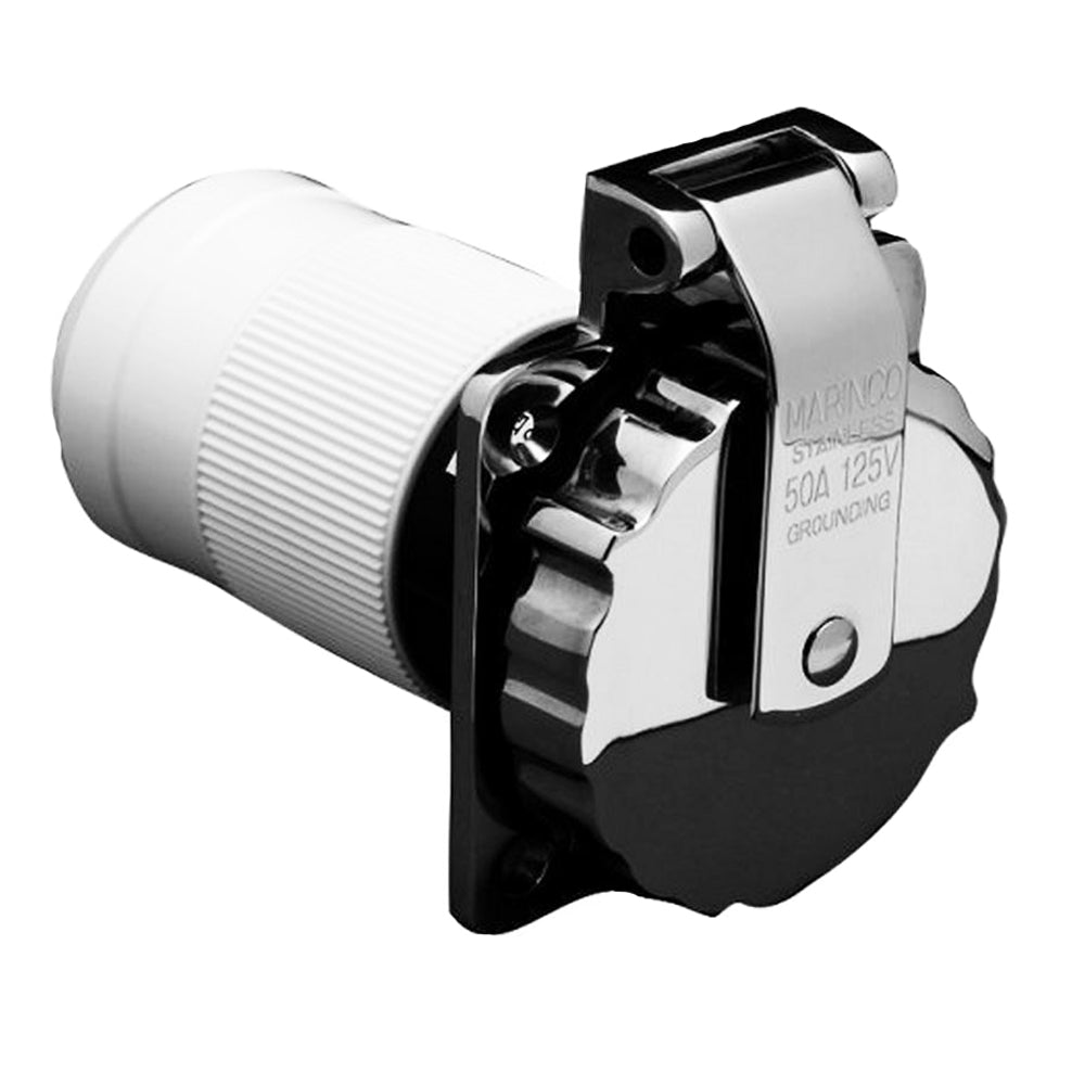 Marinco 6371EL-B 50Amp/125V Stainless Steel Inlet [6371EL-B] - First Stop Marine