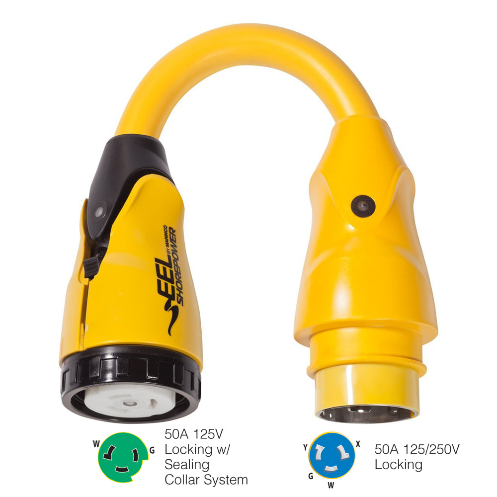 Marinco P504-503 EEL 50A-125V Female to 50A-125/250V Male Pigtail Adapter - Yellow [P504-503] - First Stop Marine