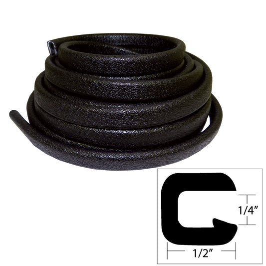 TACO Flexible Vinyl Trim - 1/4" Opening x 1/2"W x 25'L - Black [V30-1008B25-1] - First Stop Marine