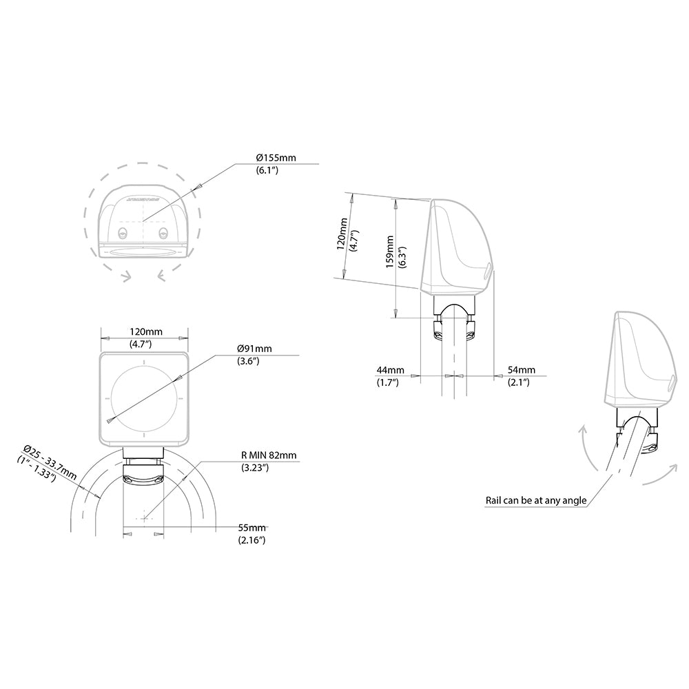 Scanstrut Scanpod Single Instrument Pod Rail Mount - Cut f/Standard Instrument - Fits 1" - 1.33" Rails [SPR-1I-RM] - First Stop Marine