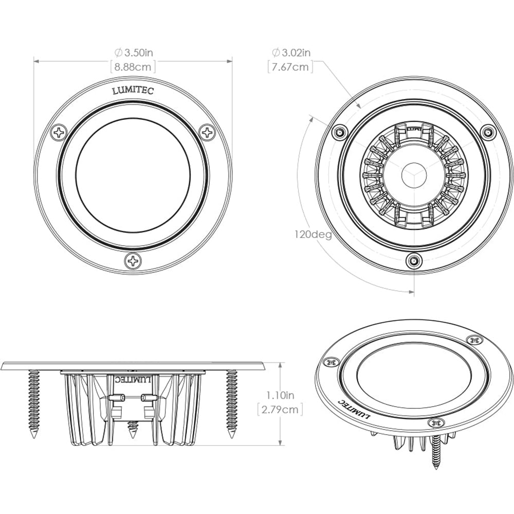 Lumitec Shadow - Flush Mount Down Light - White Finish - White Non-Dimming [114123] - First Stop Marine