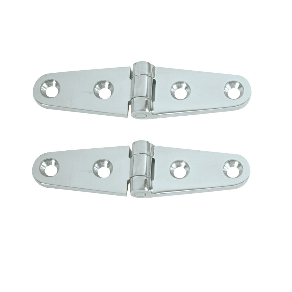 Whitecap Strap Hinge - CP/Brass - 4" x 1" - Pair [S-604] - First Stop Marine