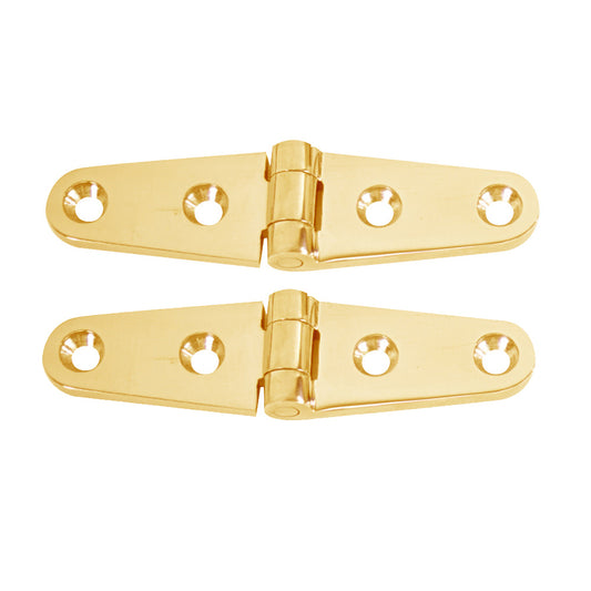 Whitecap Strap Hinge - Polished Brass - 4" x 1" - Pair [S-604BC] - First Stop Marine