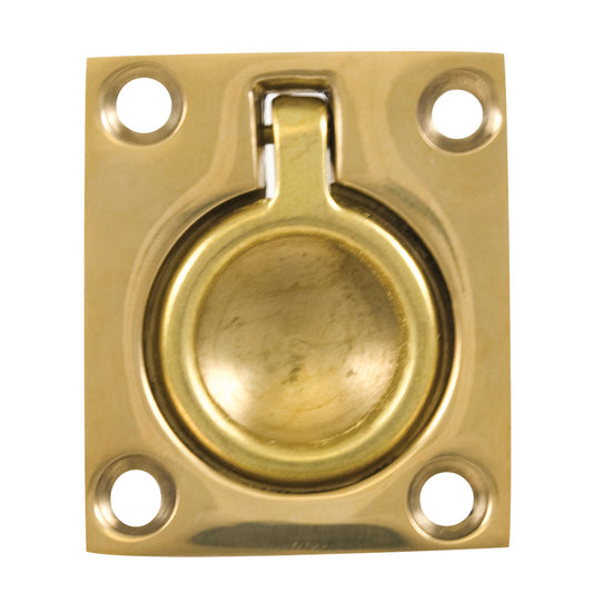 Whitecap Flush Pull Ring - Polished Brass - 1-1/2" x 1-3/4" [S-3360BC] - First Stop Marine