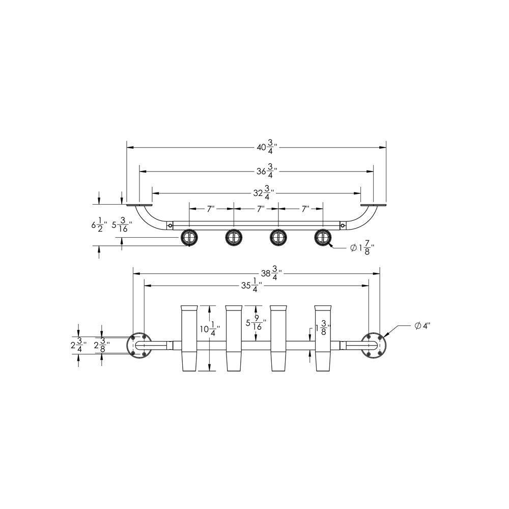 TACO 4-Rod Transom Mount Rod Rack [F31-3504BSA-1] - First Stop Marine