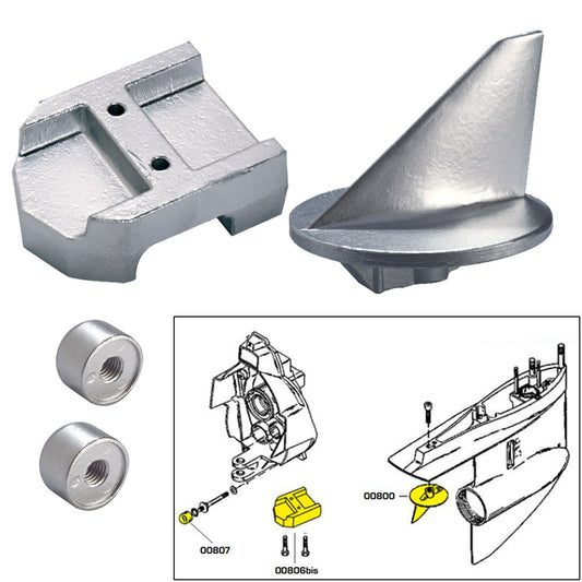 Tecnoseal Anode Kit w/Hardware - Mercury Alpha 1 Gen 1 - Zinc [20800] - First Stop Marine