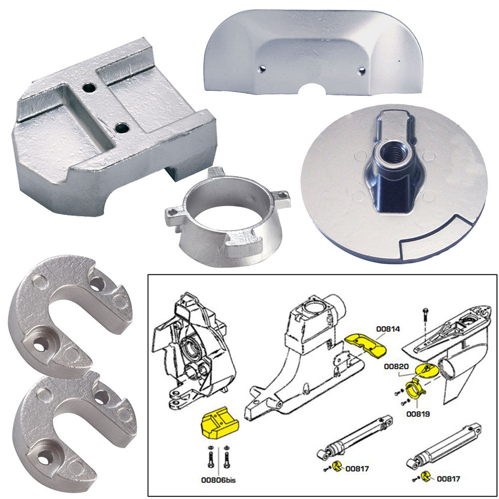 Tecnoseal Anode Kit w/Hardware - Mercury Alpha 1 Gen 2 - Zinc [20801] - First Stop Marine