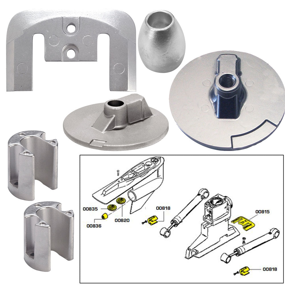 Tecnoseal Anode Kit w/Hardware - Mercury Bravo 3 2004-Present - Zinc [20805] - First Stop Marine