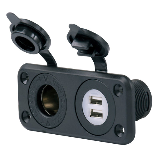 Marinco SeaLink Deluxe Dual USB Charger & 12V Receptacle [12VCOMBO] - First Stop Marine