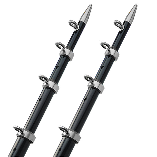 TACO 18' Telescopic Outrigger Poles HD 1-1/2" - Black/Silver [OT-0552BKA186] - First Stop Marine