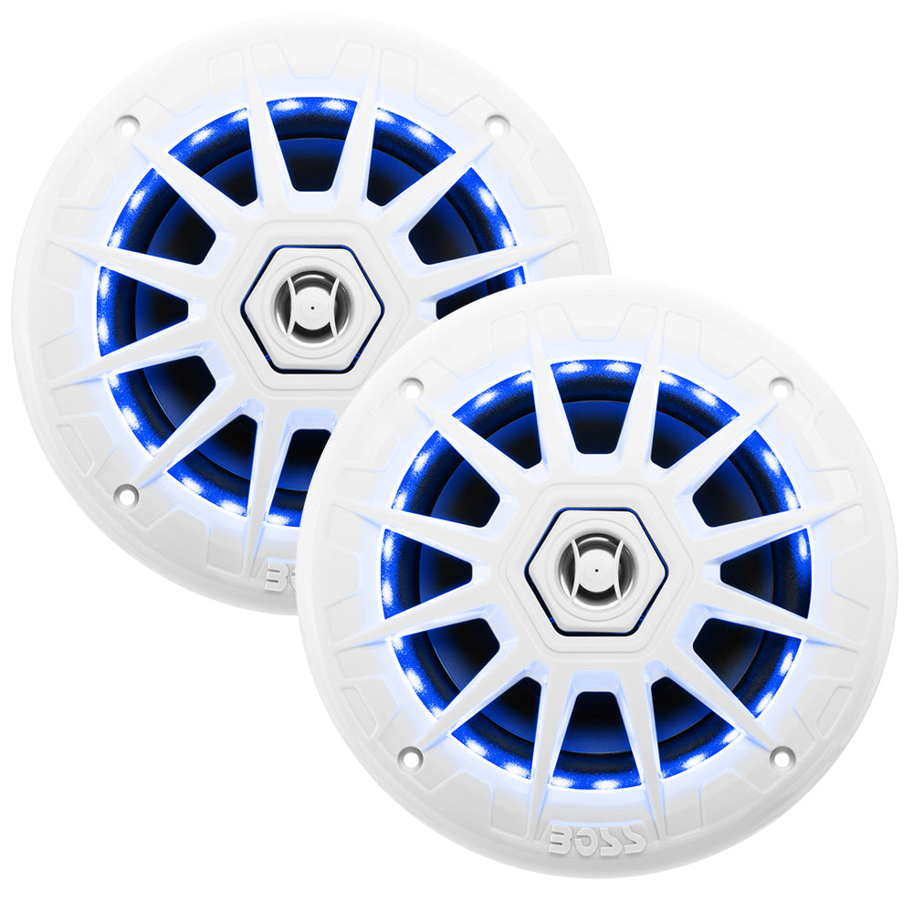 Boss Audio 6.5" MRGB65 Speakers w/RGB Lighting - White - 200W [MRGB65] - First Stop Marine