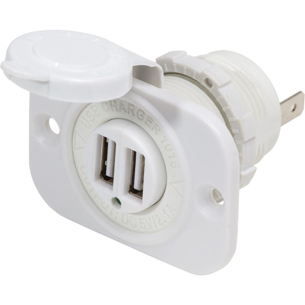 Blue Sea 12V DC Dual USB Charger Socket - White [1016200] - First Stop Marine