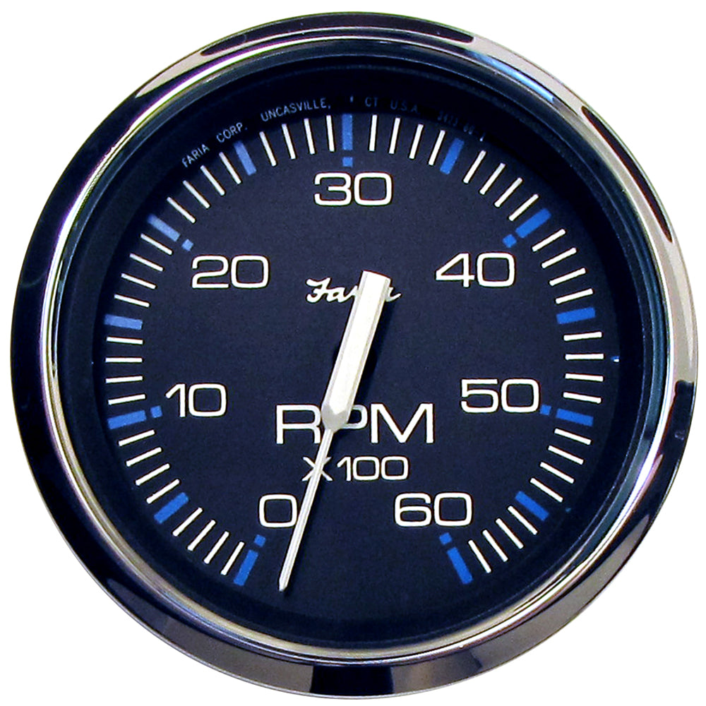 Faria Chesapeake Black 4" Tachometer - 6000 RPM (Gas) (Inboard  I/O) [33710] - First Stop Marine