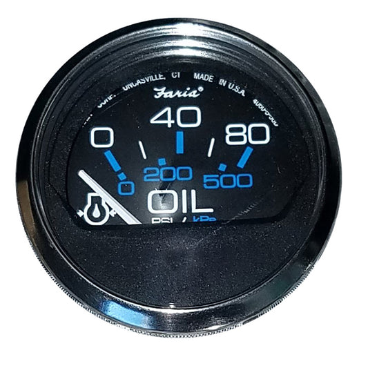 Faria Chesapeake Black 2" Oil Pressure Gauge (80 PSI) [13702] - First Stop Marine