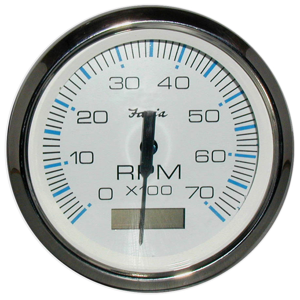 Faria Chesapeake White SS 4" Tachometer w/Hourmeter - 7000 RPM (Gas) (Outboard) [33840] - First Stop Marine