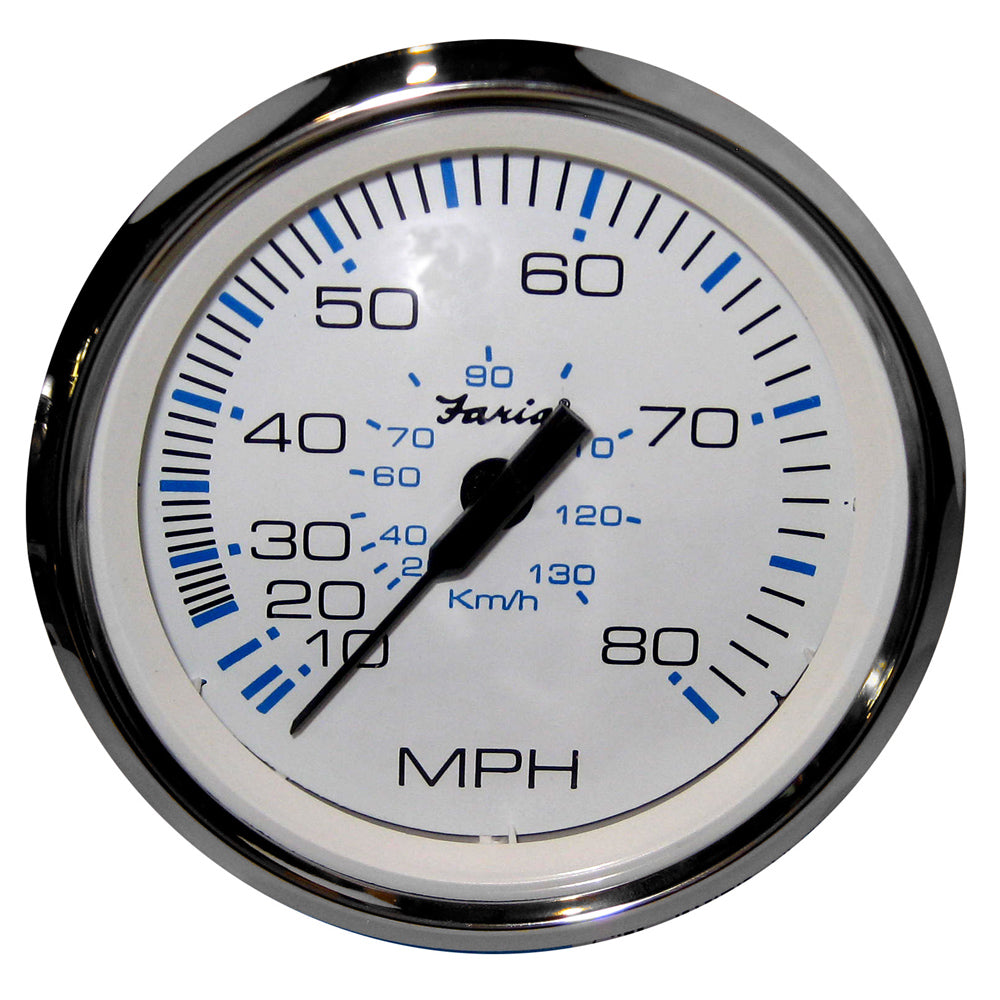 Faria Chesapeake White SS 4" Speedometer - 80MPH (Pitot) [33819] - First Stop Marine