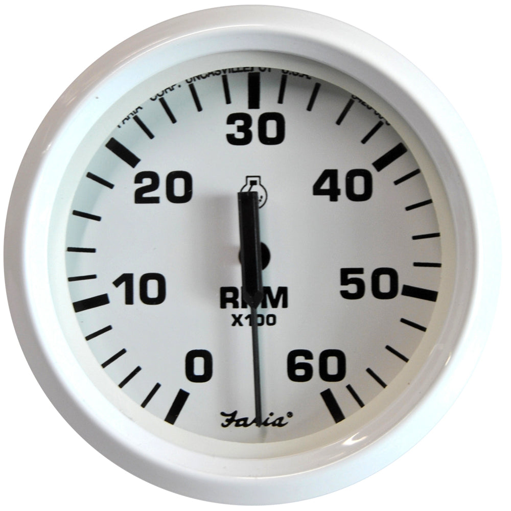 Faria Dress White 4" Tachometer - 6000 RPM (Gas) (Inboard  I/O) [33103] - First Stop Marine