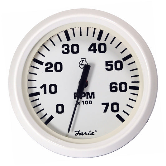 Faria Dress White 4" Tachometer - 7000 RPM (Gas) (All Outboards) [33104] - First Stop Marine