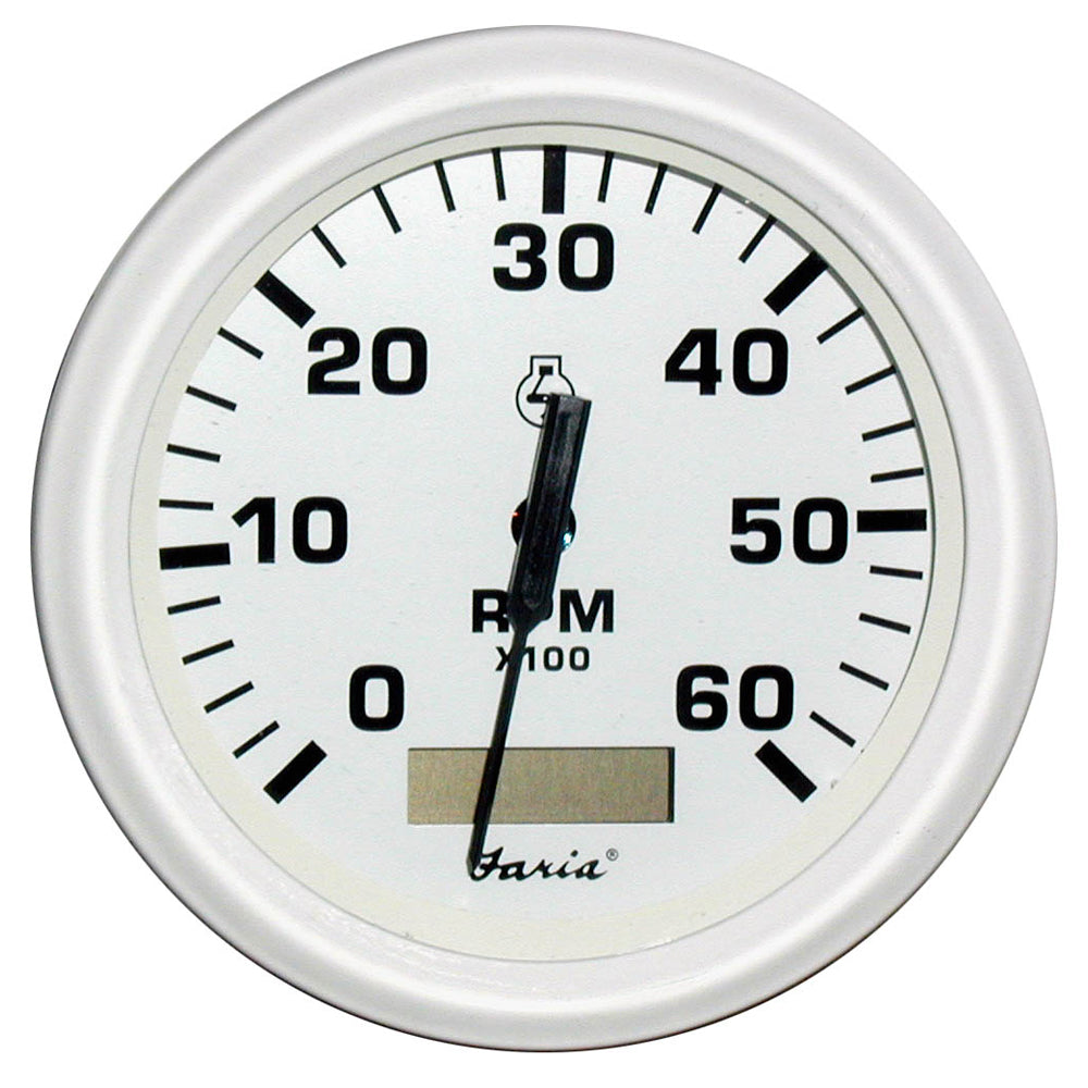 Faria Dress White 4" Tachometer w/Hourmeter - 6000 RPM (Gas) (Inboard) [33132] - First Stop Marine