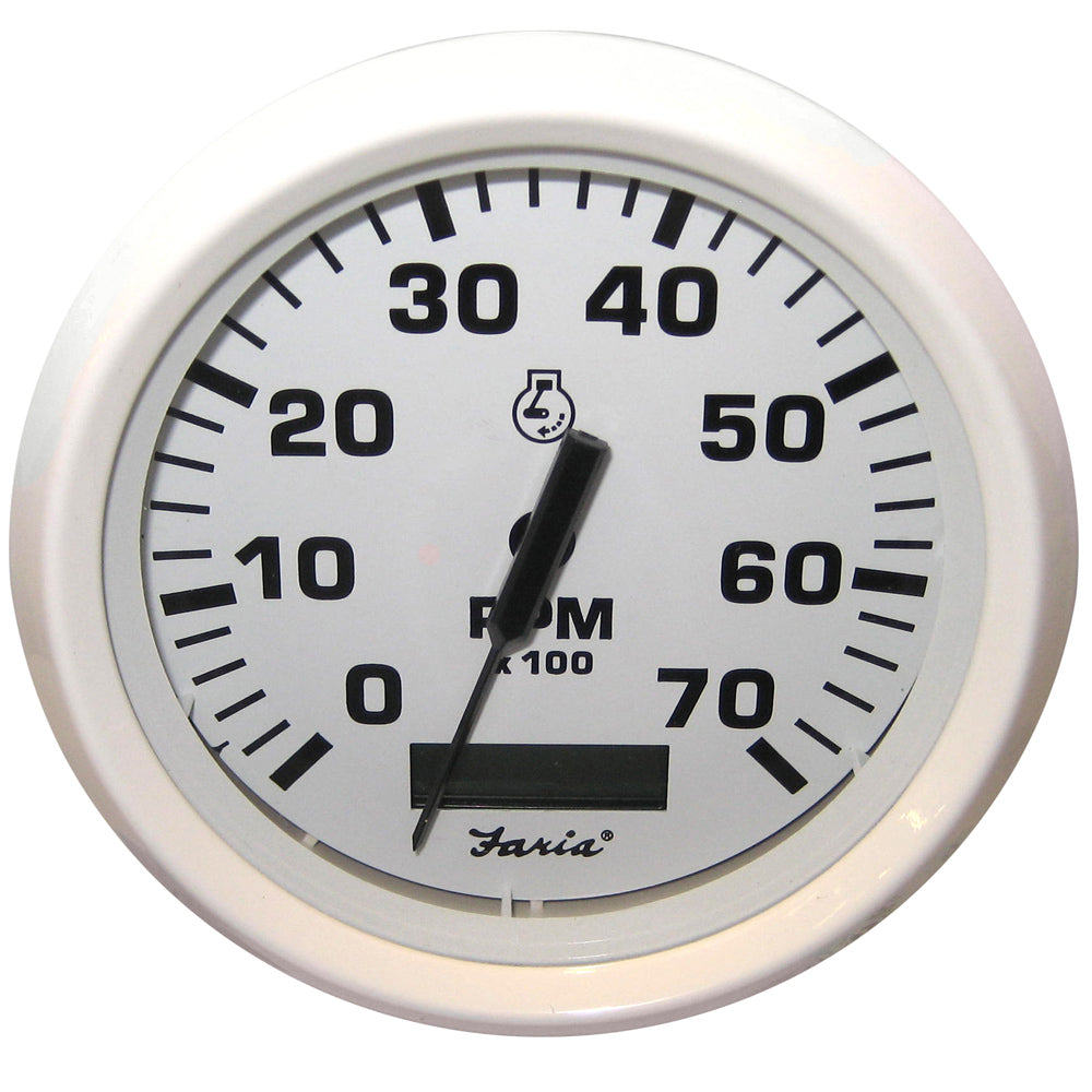 Faria Dress White 4" Tachometer w/Hourmeter - 7000 RPM (Gas) (Outboard) [33140] - First Stop Marine