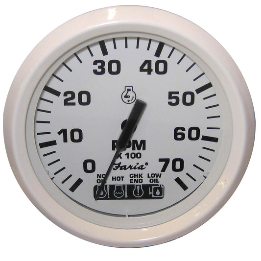 Faria Dress White 4" Tachometer w/Systemcheck Indicator - 7000 RPM (Gas) (Johnson / Evinrude Outboard) [33150] - First Stop Marine