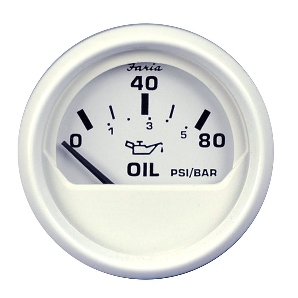 Faria Dress White 2" Oil Pressure Gauge (80 PSI) [13102] - First Stop Marine