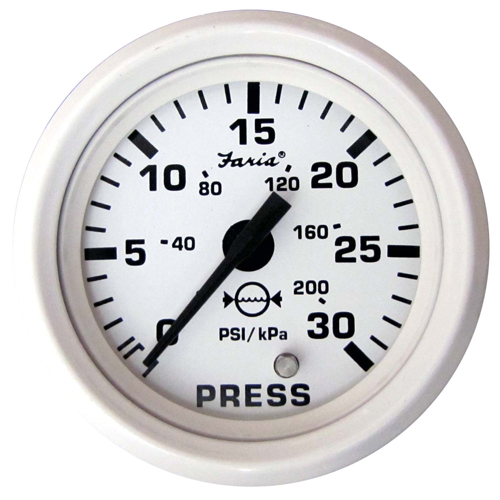 Faria Dress White 2" Water Pressure Gauge (30 PSI) [13108] - First Stop Marine
